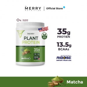 Merry Plant Proteinโปรตีนพืช 5 ชนิด : รส Matcha Green Tea Flavour 1กระปุก 2.3lb. /1,050ก. [ 20 เสิร์ฟ ]
